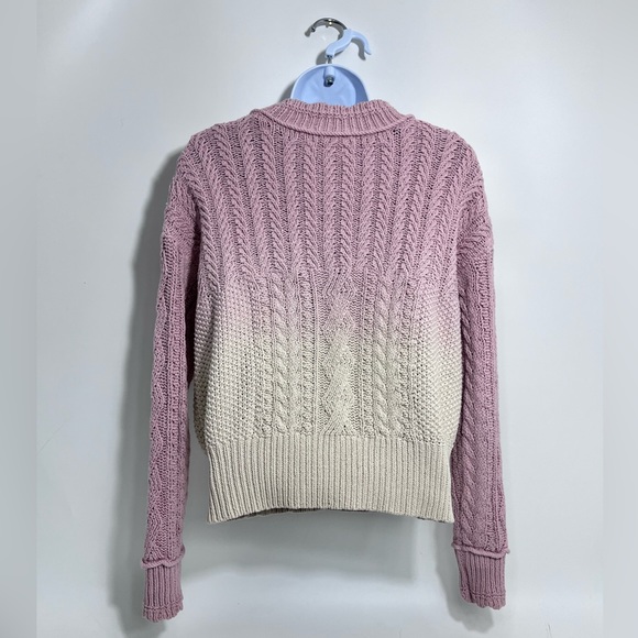 Anthropologie Marci Dip Dyed Sweater Women’s Size Med Cable Knit Mock Neck Knit - Picture 5 of 6